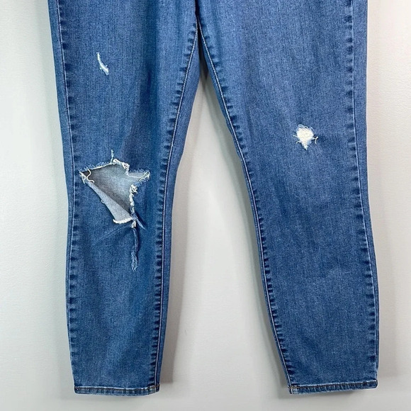 VANS High Waist Skinny Jeans Blue Medium Wash Distressed Busted Knee Skater 28 - Picture 4 of 11
